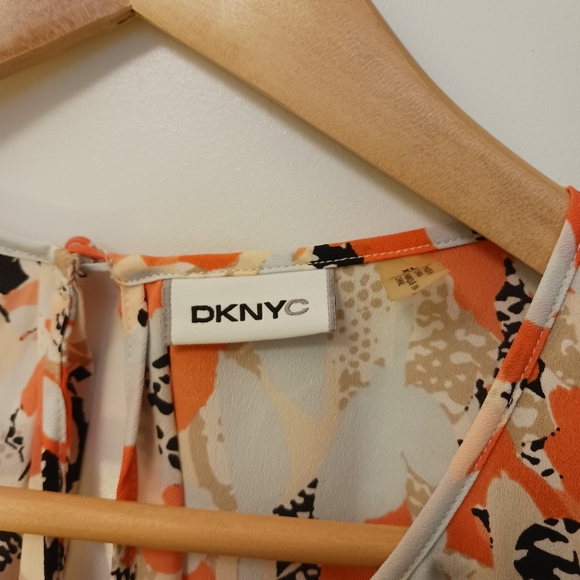 DKNYC Sleeveless Tunic Blouse size XL, orange and black, perfect for Spring - Picture 3 of 7